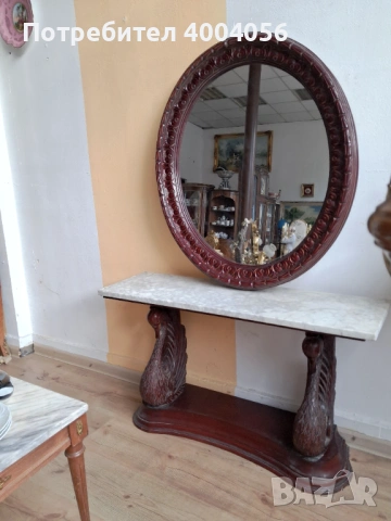 Конзола с огледало, снимка 4 - Антикварни и старинни предмети - 53574048