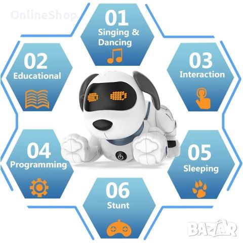 Куче робот, Дистанционно управление, Интерактивно, Бял / Син, снимка 13 - Музикални играчки - 45700302