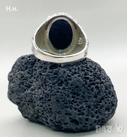 Сребърен пръстен с черен циркон, снимка 6 - Пръстени - 53561515