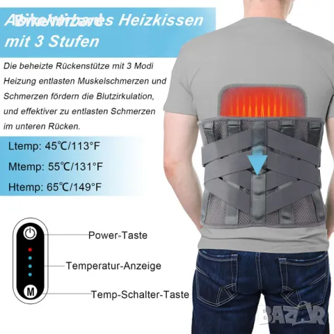 GINEKOO Подгряващ колан за опора на гърба размер XL 119-145 см. НОВО, снимка 3 - Спортна екипировка - 47273590