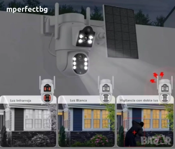 Двойна соларна ICSEE Камера 2 х12 МР+64 Gb карта соларна камера , снимка 3 - IP камери - 53829364