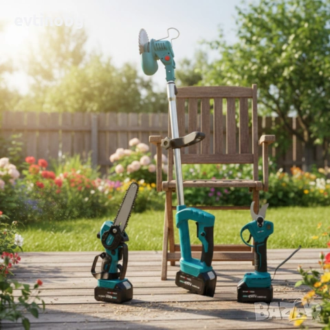 Акумулаторен комплект 3в1 – тример, ножица и резачка с 3 батерии 36V/8Ah, снимка 2 - Градинска техника - 53823153