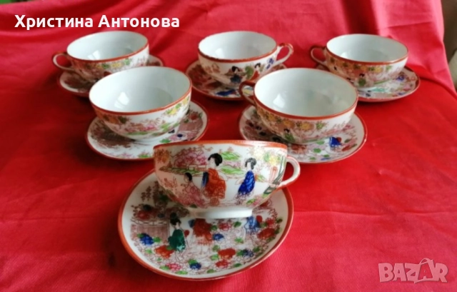 Винтидж японски сервиз за чай , снимка 6 - Сервизи - 52690208