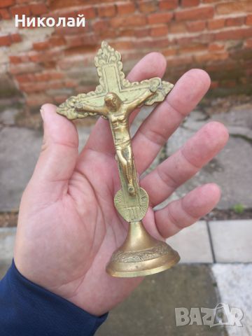 Стар бронзов кръст разпятие религия, снимка 1 - Антикварни и старинни предмети - 45447604