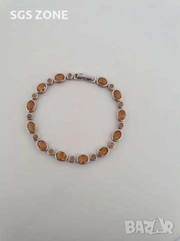 Сребърна гривна 925 с естествен топаз, перидот или цитрин, снимка 5 - Гривни - 52374680