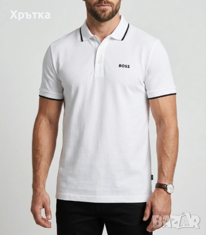 Hugo Boss Parloy190 - Оригинална мъжка тениска с яка р-р L