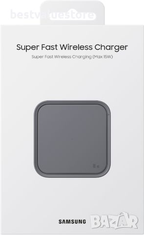 Безжично Зарядно Samsung Super Fast Wireless Charger 15W, Тъмносиво, снимка 6 - Друга електроника - 45366971