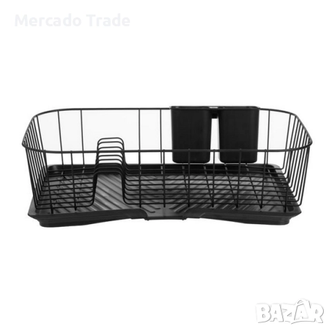 Сушилник за чинии с тавичка Mercado Trade, Метал, Черен, снимка 2 - Сушилници - 52121448