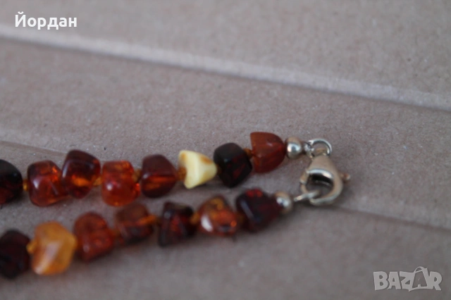 Кехлибарена огърлица със сребърна закопчалка, снимка 6 - Колиета, медальони, синджири - 54044136