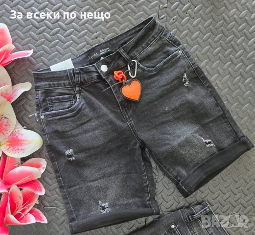 Дамски Черни Меки Еластични Къси Дънки🔝Дамски Еластични Меки Къси Дънкови Панталони Код VL-103, снимка 2 - Къси панталони и бермуди - 50870884