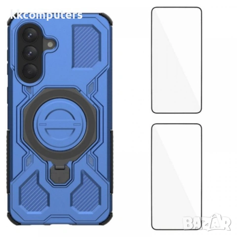 WANLONFENG KJ Калъф за Samsung Galaxy A57 5G - PC+TPU, Скрита стойка, 2 стъкла, Голям отвор, 5 цвята, снимка 4 - Калъфи, кейсове - 53973916