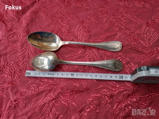 Стари антикварни посребрени луксозни лъжици Christofle 2 бр., снимка 7 - Антикварни и старинни предмети - 53726648