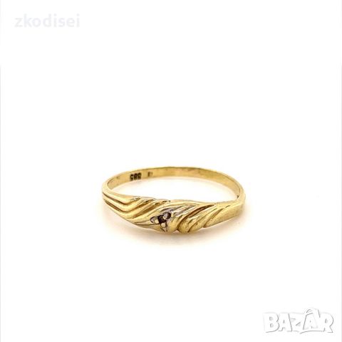 Златен дамски пръстен 1,05гр. размер:55 14кр. проба:585 модел:23561-1, снимка 1 - Пръстени - 45408243