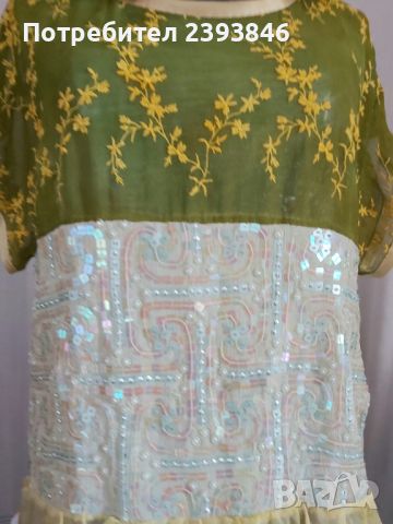 Дамска  блуза от италианска бродирана коприна и коприна алта мода 