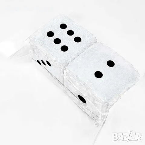  Чифт бели плюшени зарове за вътрешно огледало на кола, снимка 4 - Аксесоари и консумативи - 50021620