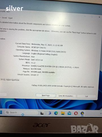 Лаптоп acer Core i5 Ram 8 256GB SSD 14inc, снимка 6 - Лаптопи за дома - 45751674