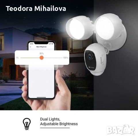 Външна камера Ezviz EZ-LC1C Прожекторна камера WIFI  Сирена и аудио, снимка 2 - IP камери - 46643867