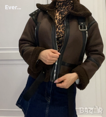 Дамско Късо яке в кафяв цвят., снимка 4 - Якета - 52292587