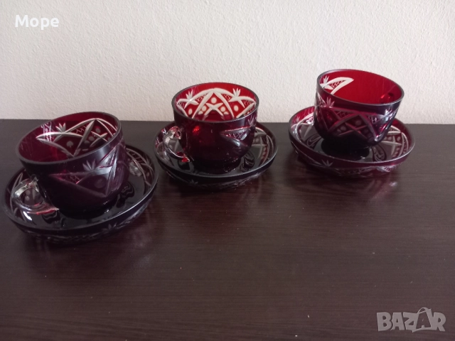 Кристални чаши червен кристал , снимка 3 - Чаши - 51552533