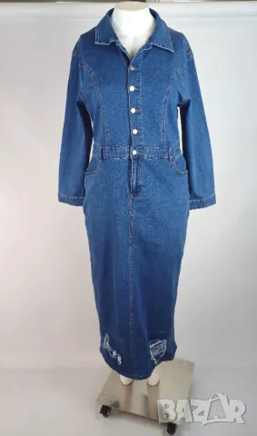 XL-XXL Еластична дънкова рокля, снимка 2 - Рокли - 50254129