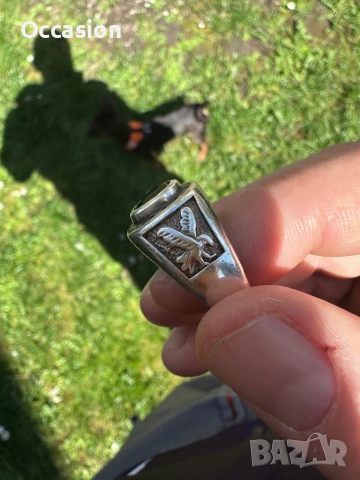 Стар сребърен пръстен 925 с камък изумруд, снимка 4 - Пръстени - 54299515