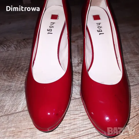 н.39,5/uk6 1/2 Högl women´s elegant pumps with leather sole - red, снимка 16 - Дамски елегантни обувки - 47160933