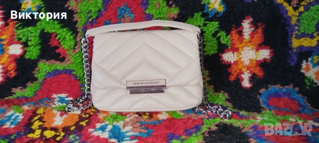 Оригинална чанта Armani Exchange – малък размер | Цвят: светло бежово-розов, снимка 10 - Чанти - 51247410