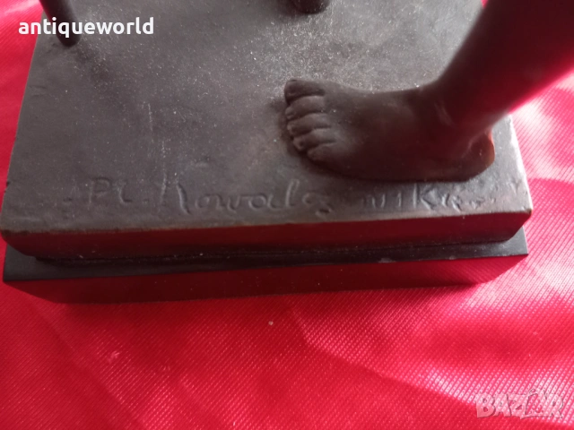 P.Kowalczewski Авторска Бронзова Пластика Статуетка Продавач на Вода, снимка 5 - Антикварни и старинни предмети - 53040709