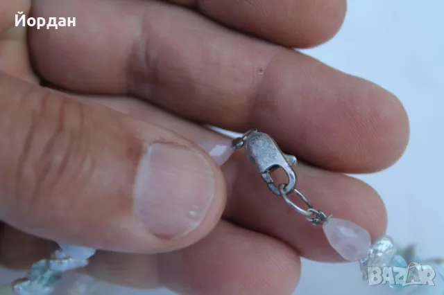 Дамско сребърно колие с естествени перли , планински кристал централен камък топаз, снимка 14 - Колиета, медальони, синджири - 50380165