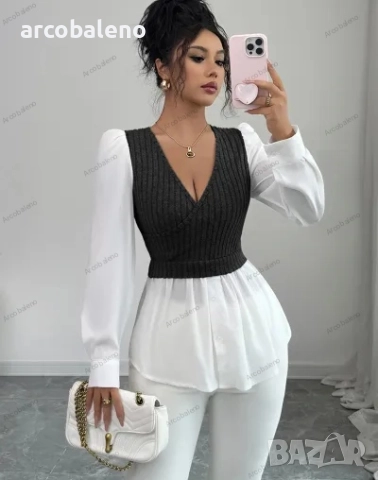 Елегантна дамска риза с дълъг ръкав с пачуърк, 3цвята , снимка 8 - Ризи - 51465012