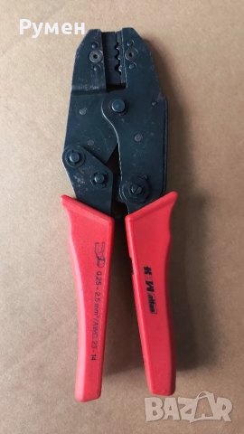 Клещи за кримпване (кербоване) на кабелни обувки и два кабела с гилза, снимка 3 - Клещи - 46406991
