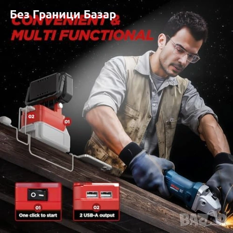 Нова LED гаражна работна лампа за Milwaukee M18 18V с 2 USB без батерия, снимка 3 - Други - 53822538