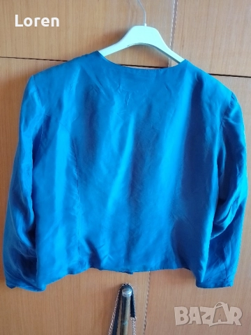 *Art of Silk*Дамски синьо тънко сако с подплънки , снимка 8 - Сака - 51492090