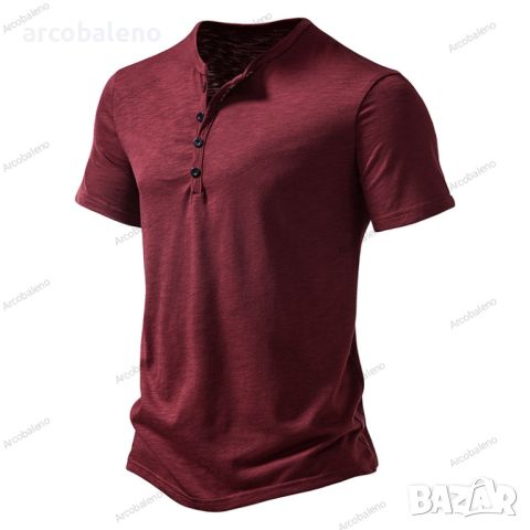 Мъжка ежедневна модна тениска с къс ръкав Henley, 4цвята , снимка 4 - Тениски - 45483211
