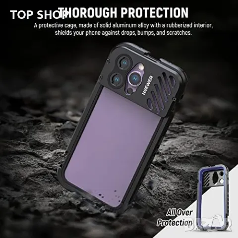 Нова Клетка за телефон NEEWER за iPhone 14 Pro Max стабилизатор Айфон, снимка 6 - Аксесоари за Apple - 49509712