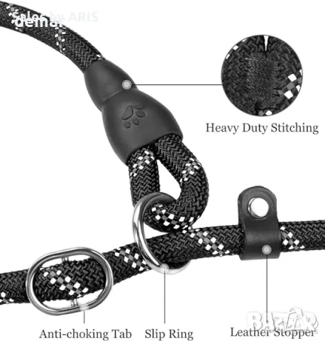 TagME Каишка за куче, 1.8м, отразяваща, мека, черна, снимка 4 - За кучета - 49825025