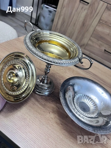 Антични захарница и фруктиера - 1900 година, снимка 2 - Антикварни и старинни предмети - 53439084