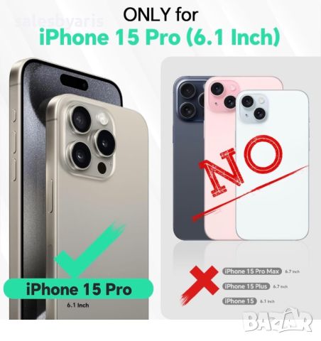 TUCCH Калъф за iPhone 15 Pro с кожен Магнитен Държач за Карти- Черен.       , снимка 2 - Apple iPhone - 45142809