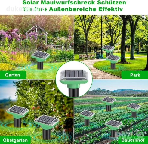 Соларен ултразвуков уред против къртици и гризачи – комплект 4 бр., снимка 7 - Друга електроника - 53030232