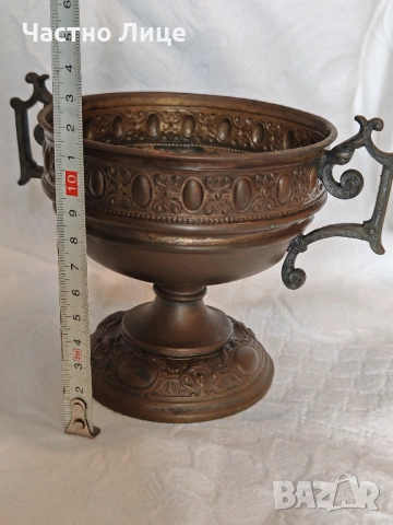 Старинен Античен Бронзов Съд Купа за Причастие, снимка 2 - Антикварни и старинни предмети - 53961364