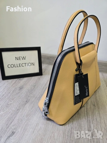 Нова дамска чанта в жълт цвят на MARIA C.+ дълга дръжка, снимка 2 - Чанти - 53159056