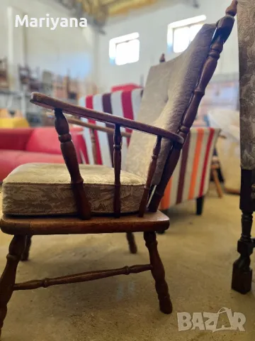 Ретро фотьойл с дървена конструкция , снимка 5 - Дивани и мека мебел - 50065435