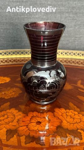 Кристална ваза Bohemia със сребро, снимка 3 - Вази - 45335020