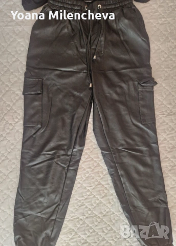 baggy jeans изкуствена кожа плюс тениска пожелание в комплект, снимка 2 - Тениски - 53911260