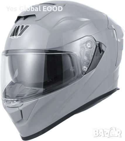 MY-936 пълнолицева каска с визьор, ECE 22.06, сива, L N7, снимка 3 - Аксесоари и консумативи - 51910943