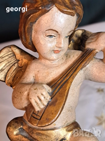стара дървена статуетка на ангел херувим 29/3, снимка 6 - Декорация за дома - 52343127