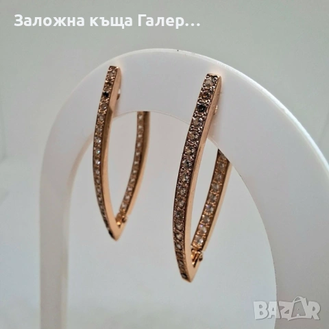 Елегантни златни обеци с фианити, 5,9г – стил и блясък, снимка 2 - Обеци - 54216803