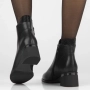 Дамски черни боти до глезена от естествена кожа с циркони Jean, снимка 5