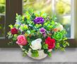 Букет от ароматни сапунени рози в ръчно изработена бяла кашпа 💐 Подходящ подарък за всеки повод 🌹🎁, снимка 1 - Декорация за дома - 45658119