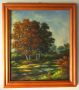 Маслена картина Есен миниатюра Р. Щерев, в дървена рамка 26/29 см, отлична, снимка 1 - Картини - 45270445